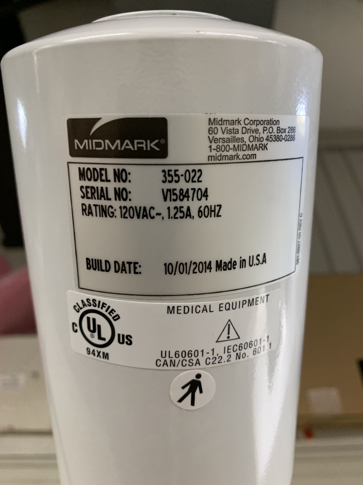 Midmark Ritter 355-022 Medical Exam Procedure Light Tested W/ Bulb and Cord