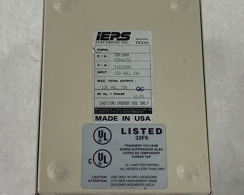 IEPS Electronic Surge Protector TBF1000 91012400 120V 15A 4 Outlets