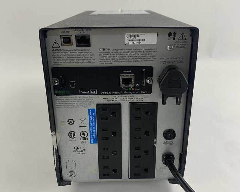 APC DLT1500 SmartConnect 1500VA 120V Uninterruptable UPS Tested AP9630 No Batts