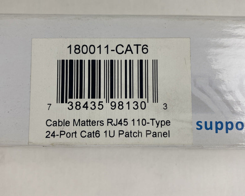 Cable Matters RJ45 110-Type 24-Port Cat 6 1U Patch pannel Open Box Sealed