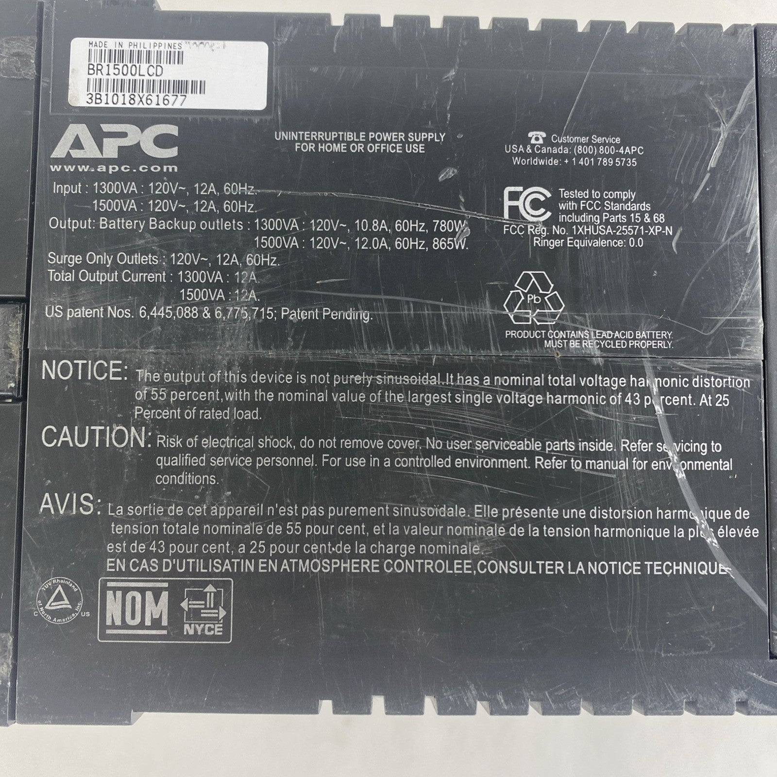 APC Back-UPS RS 1500 BR1500LCD Uninterruptible Power Supply No Battery Tested7