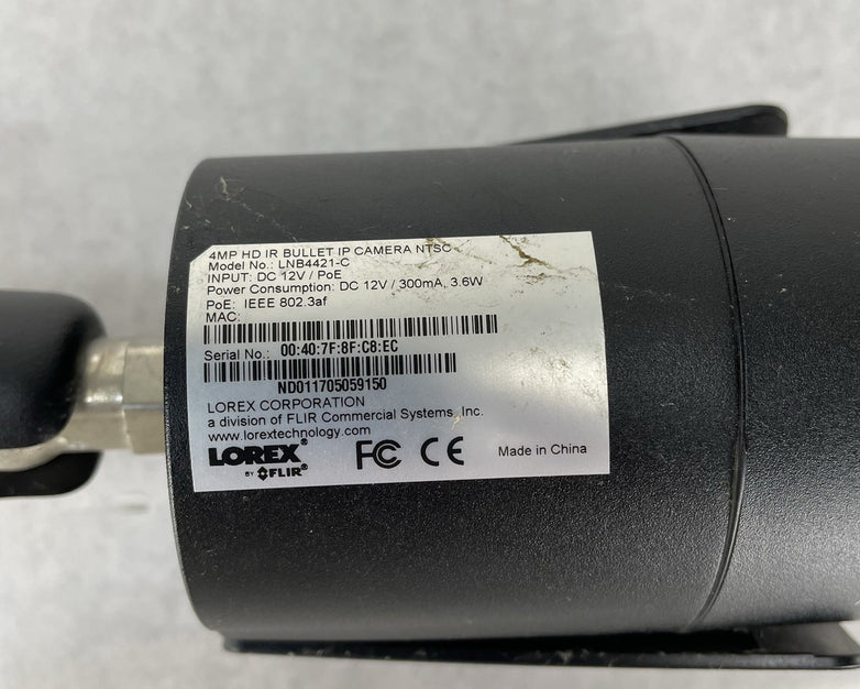 Lorex LNB4421-C 4MP HD Bullet IP Security Camera W/ Night Vision Works Untested