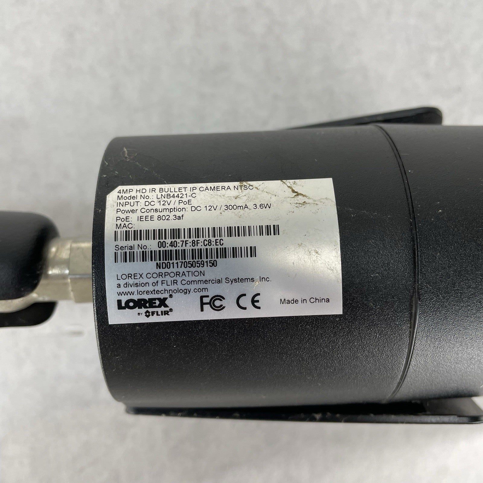 Lorex LNB4421-C 4MP HD Bullet IP Security Camera W/ Night Vision Works Untested