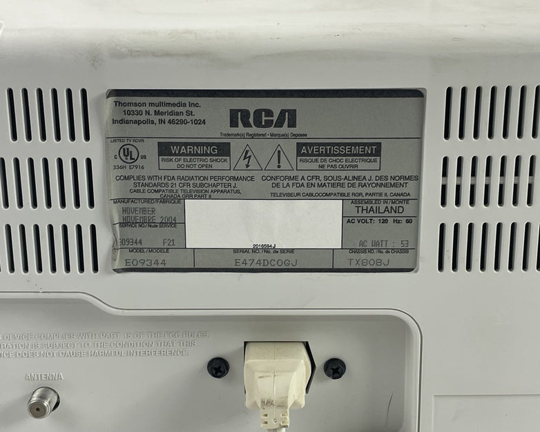 RCA 9” E09344 White CRT Tube TV No Remote Power Tested