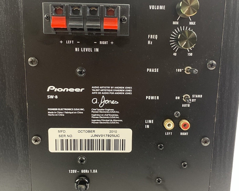Pioneer SW-8 100W Subwoofer - Parts or Repair