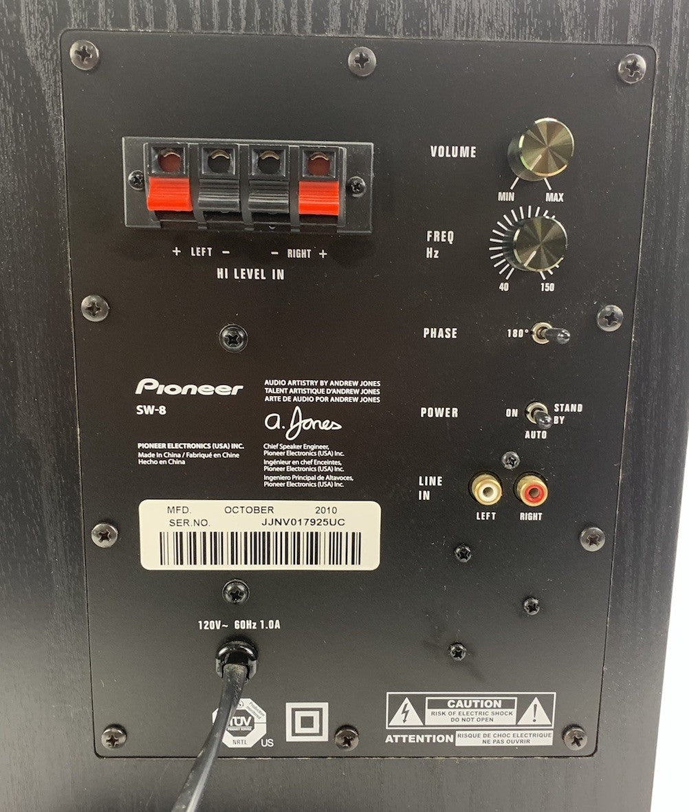 Pioneer SW-8 100W Subwoofer - Parts or Repair
