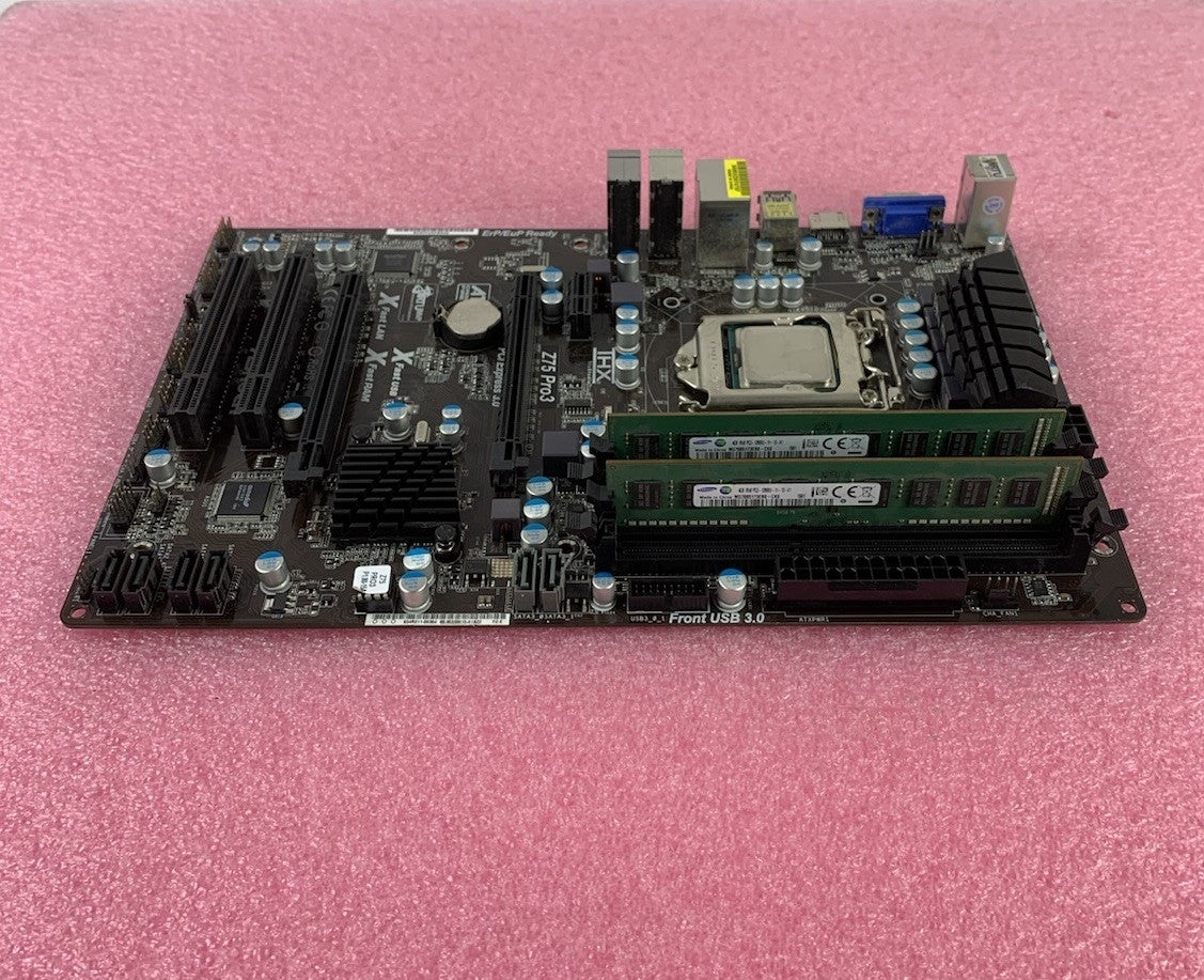 ASRock Z75 Pro 3 Motherboard Intel Core i3-3220 3.3GHz 8GB RAM 2 Sticks2