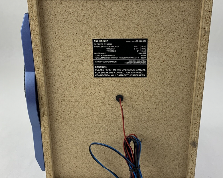 Sharp CP-BA300 Speaker with Integrated Subwoofer Tweeter 250w 6 Ohm Tested