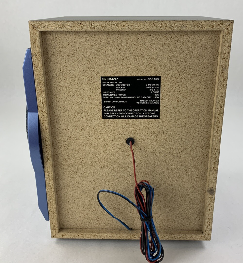 Sharp CP-BA300 Speaker with Integrated Subwoofer Tweeter 250w 6 Ohm Tested