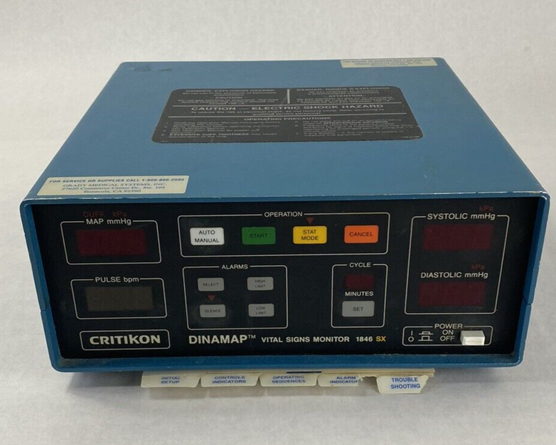 Critikon 1846 SX Dinamap Vital Signs Monitor Blood Pressure Monitor Untested