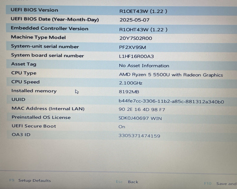 Lenovo ThinkPad E14 Gen3 14" Ryzen 5 5500U 2.1GHz 8GB RAM No SSD/OS/AC/Bat READ