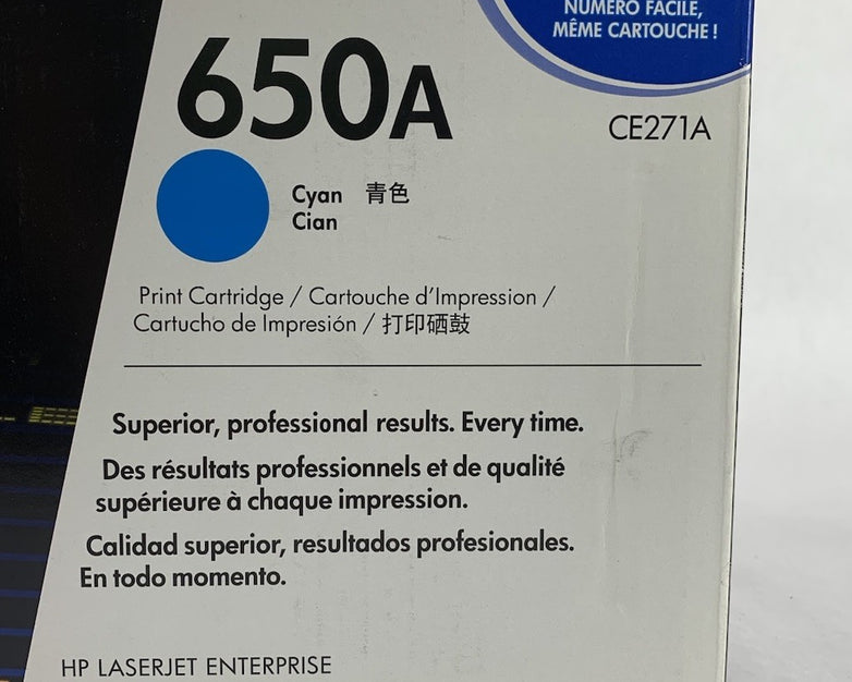 HP LaserJet 650A CE271A Cyan Toner Cartridge Exp: Jul 2014