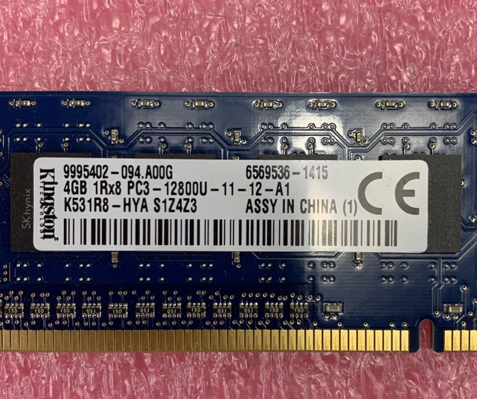 Kingston 16GB (4x4GB) 1rx8 PC3-12800U-11-12-A1 RAM