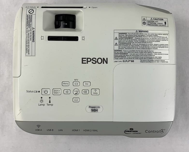 Epson PowerLite 98H H687A LCD Lamp Projector 96 Lamp Hours- Yellow Hue No Remote