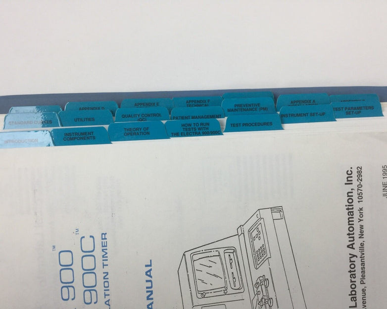 Medical Laboratory Operators Manual for Electra 900 and 900C