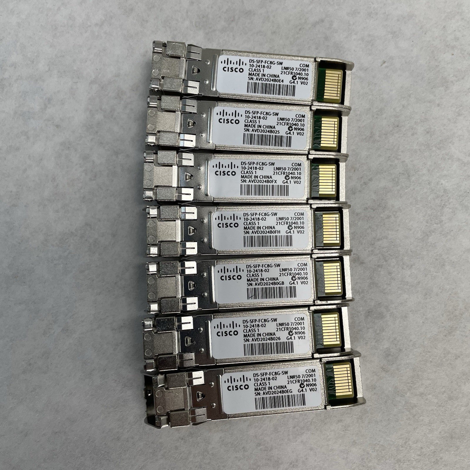Cisco DS-SFP-FC8G-SW Transceivers Lot Of 7