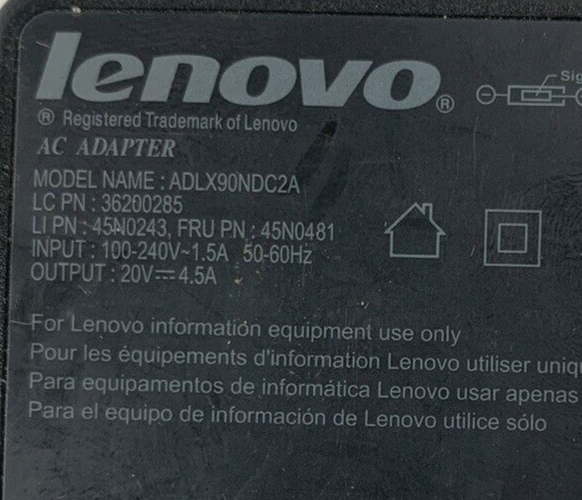 Mixed Lot of 5 Lenovo 20V 4.5A 90W AC Power Adapter