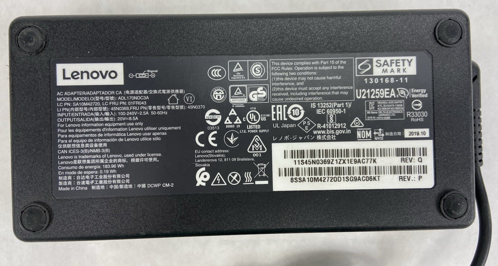 Lenovo 170W Charger ADL170NDC3A  Power Adapter 20V 8.5A
