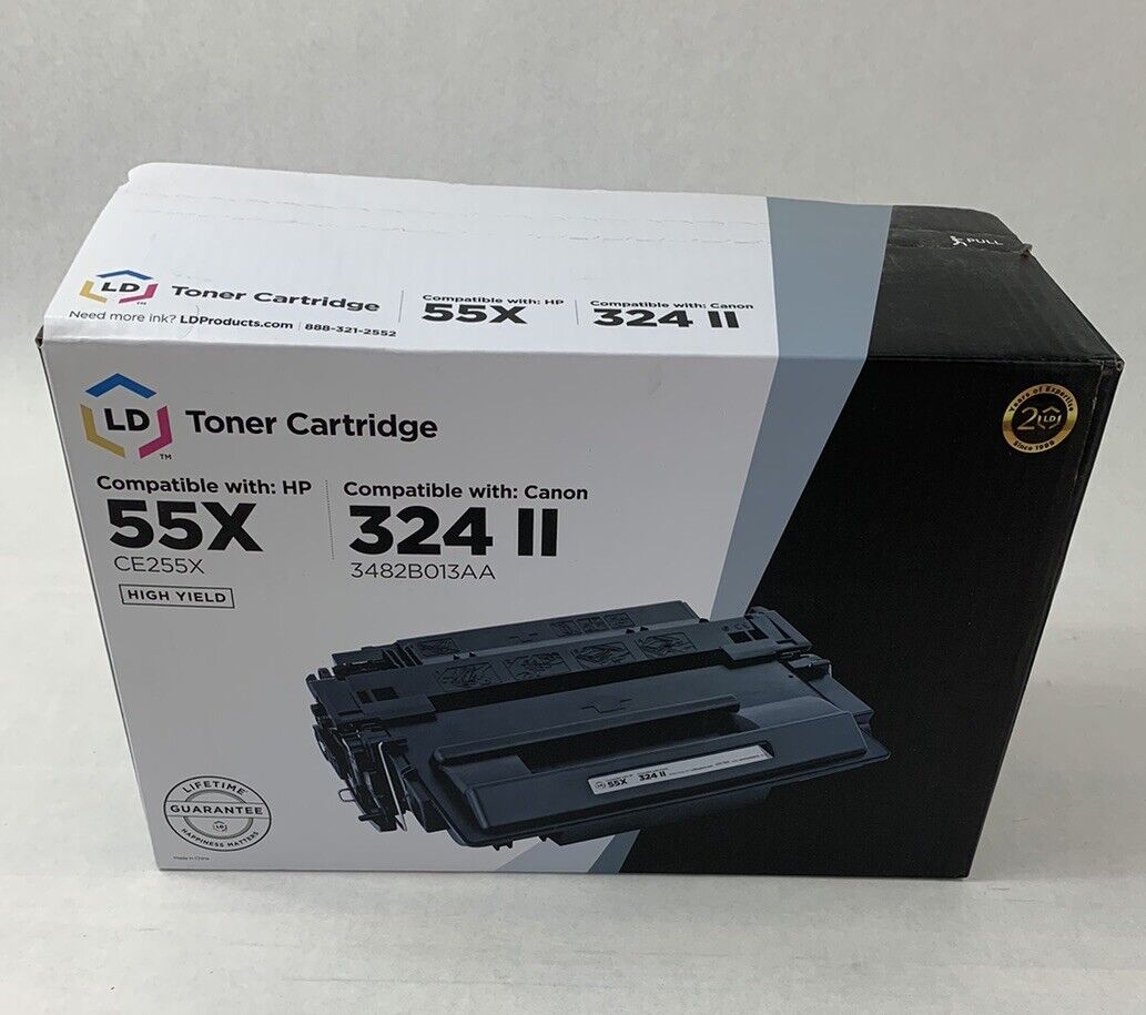 LD Toner Cartridge High Yield Black Compatible with HP 55X and Canon 324 II