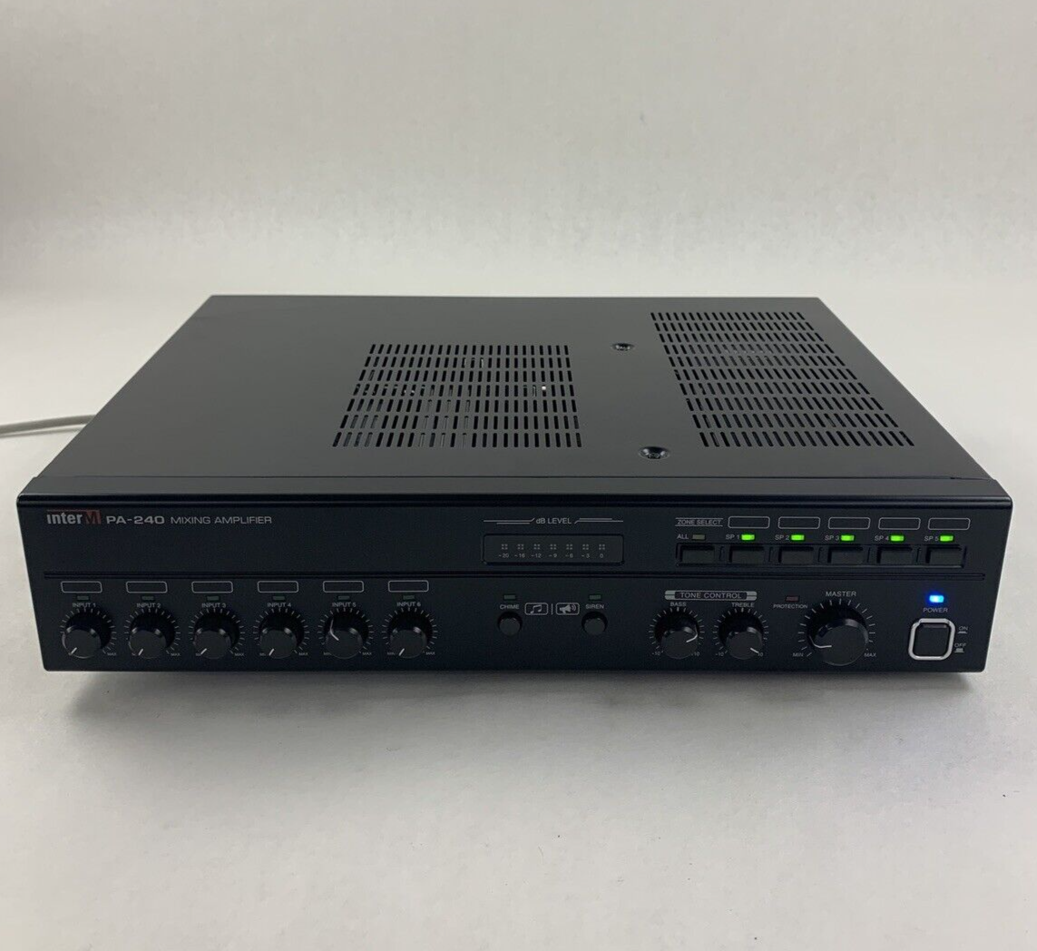 InterM PA-240 PA Mixing Amplifier No Output XLR Inputs 4-6 Parts or Repair