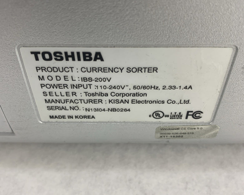 Toshiba IBS-200V Currency Discriminator Currency Sorter No Power Cord - Tested
