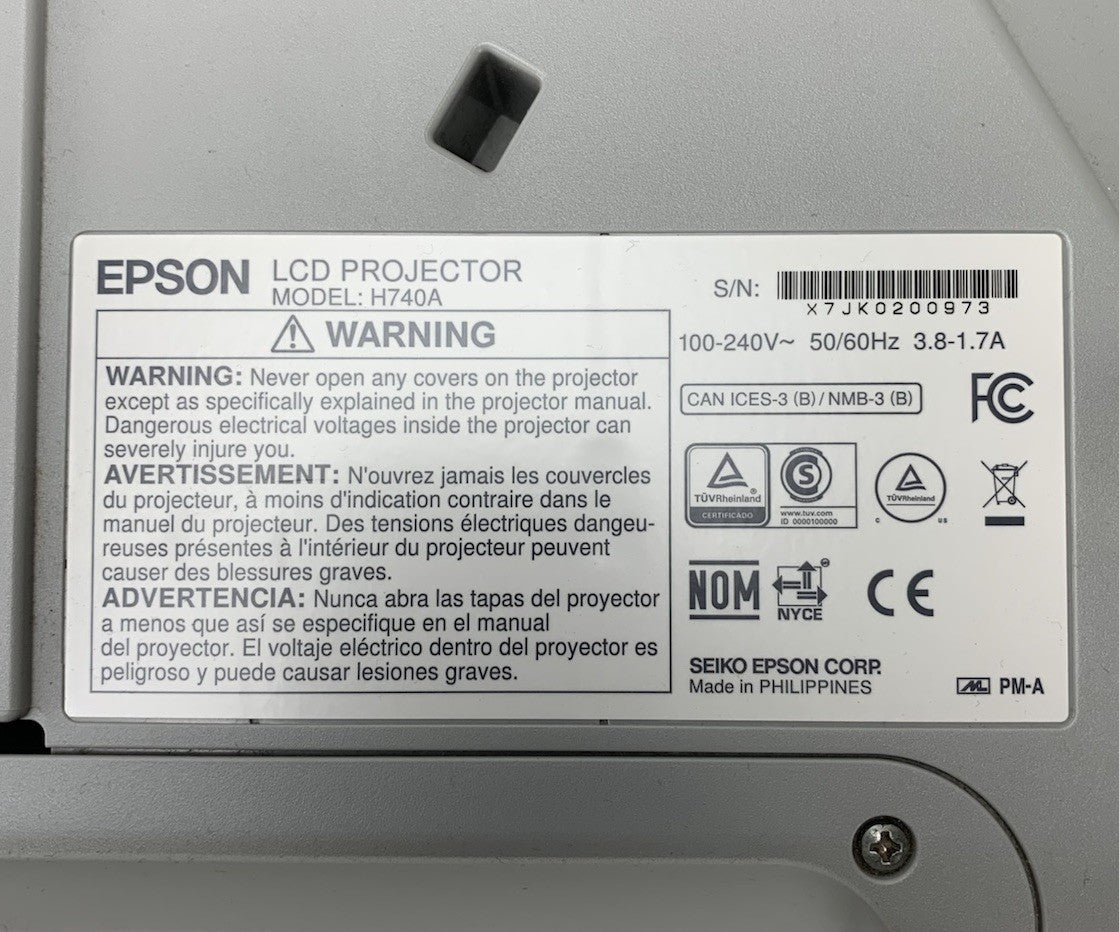 Epson PowerLite 695Wi H740A LCD Lamp Projector 307 Lamp Hours - No Remote7