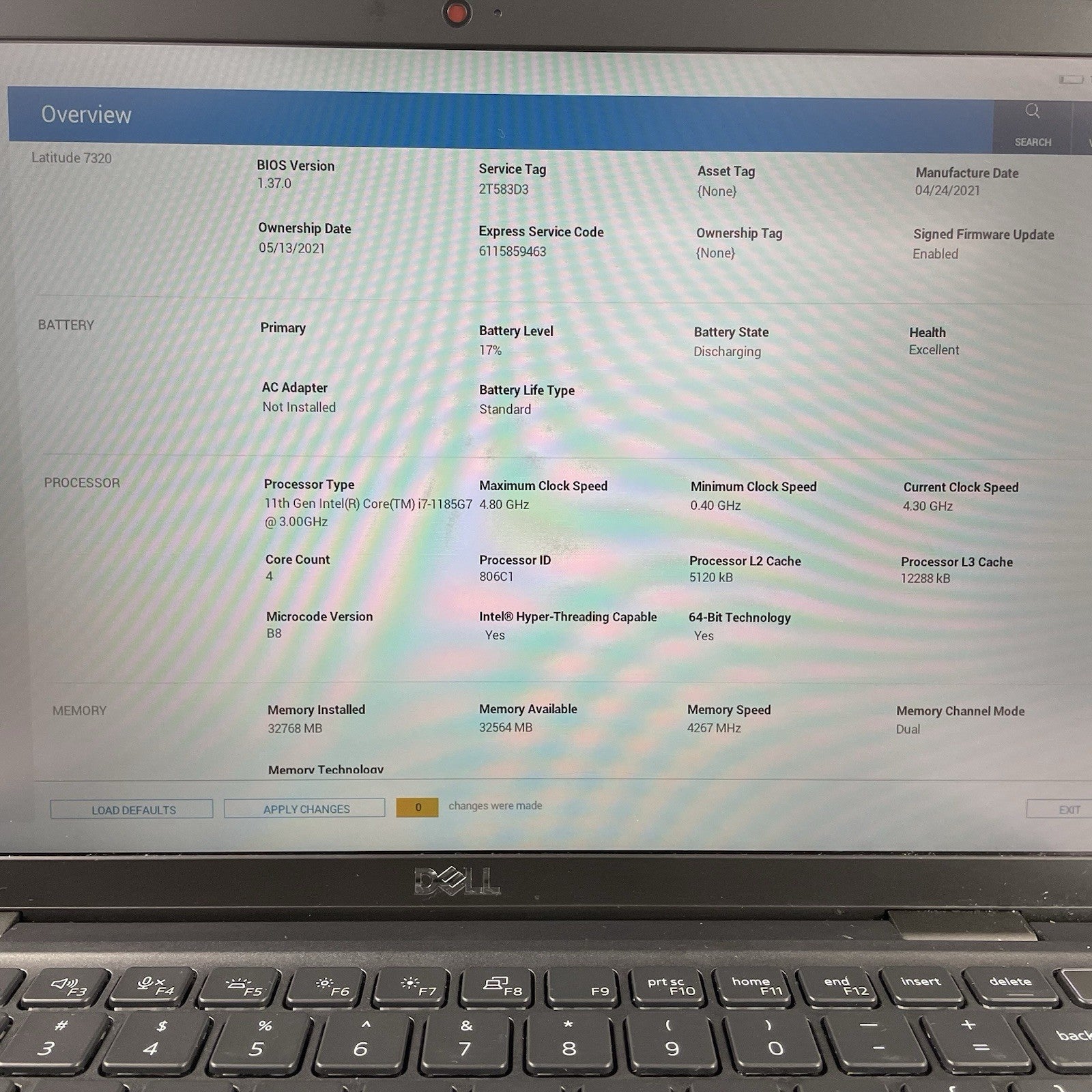 Dell Latitude 7320 13.3" i7-1185G7 3.00 GHz 32 GB RAM No SSD No OS No AC3