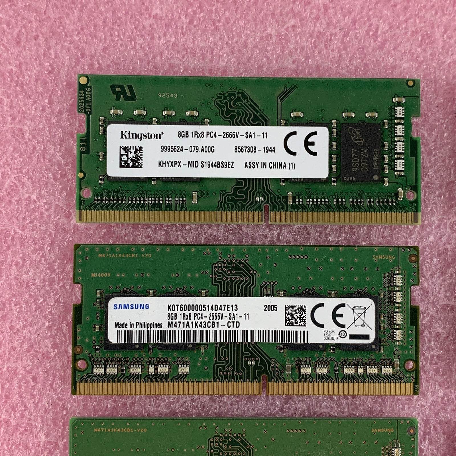 SK Hynix Micron Samsung Kingston 8 GB 1Rx8 PC4-2666V Memory Ram Mixed Lot of 8x