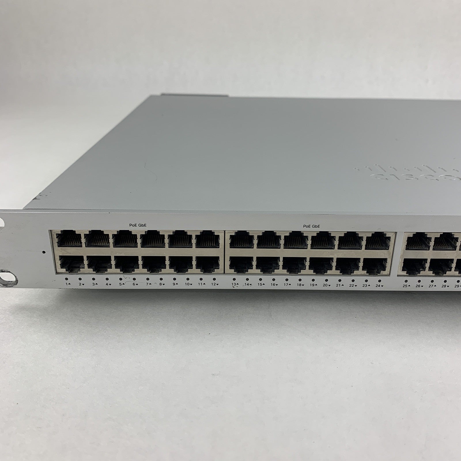 Cisco Meraki MS350-48FP-HW 48-Port PoE+ Ethernet Switch Tested Reset Port 25 Bad