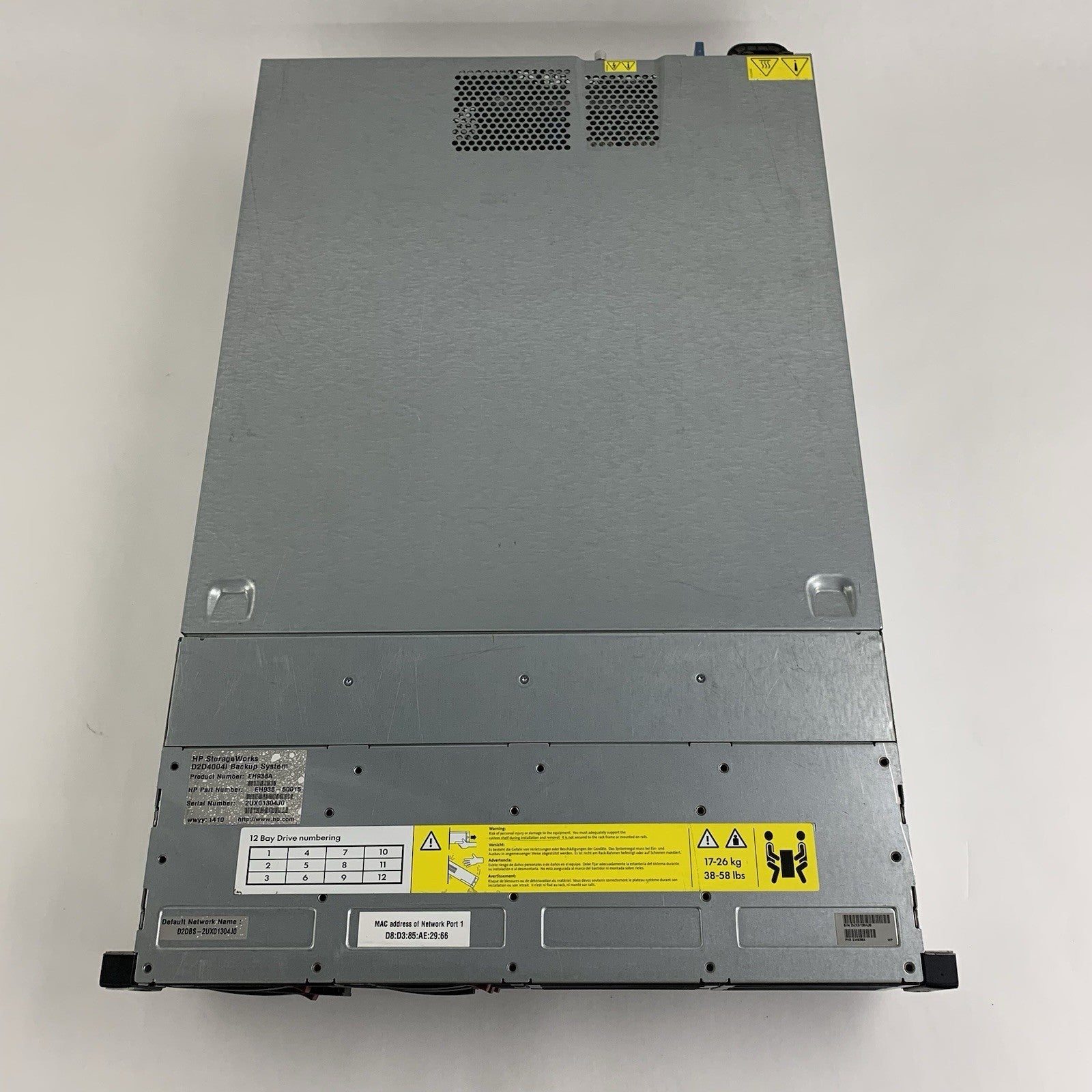 HP StorageWorks D2D Backup System 1x AMD Opteron 2383 2.7GHz 8GB RAM No OS/HDD10