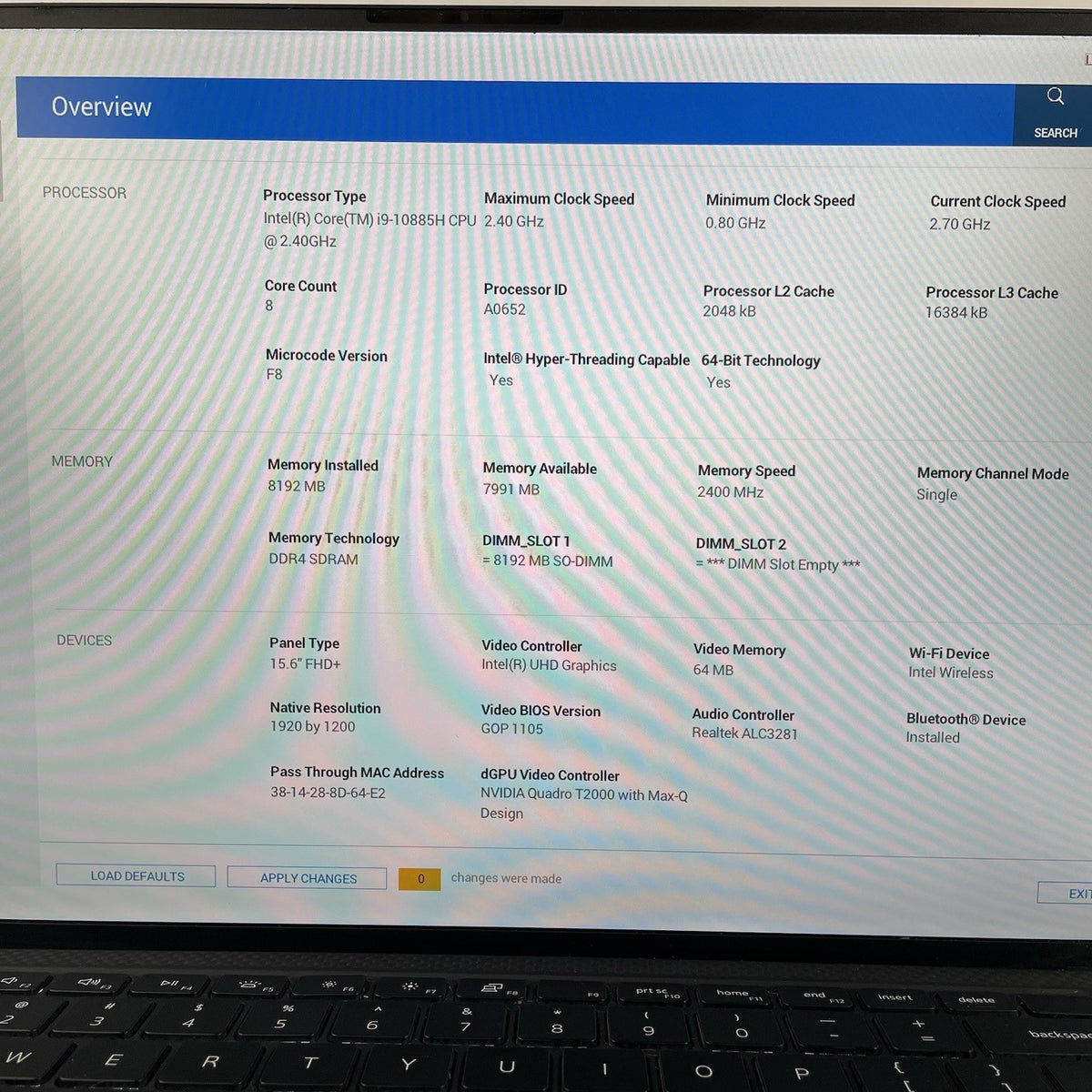Dell Precision 5550 15.6" i9-10885H 2.40 GHz 8 GB RAM No SSD/OS/AC/Batt - READ3