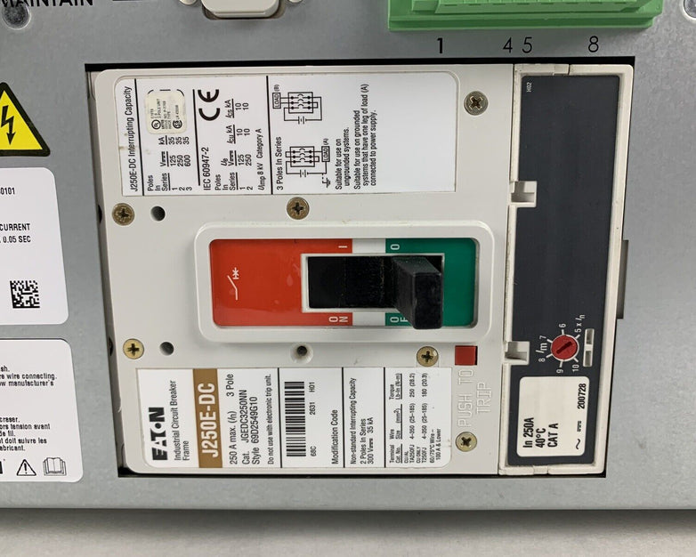 Eaton UCB600V250AB0101 Battery Control Box 600VDC 250A w/ J250E-DC Trip Breaker