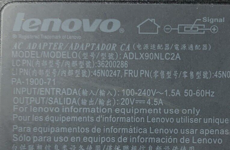 Mixed Lot of 5 Lenovo 20V 4.5A 90W AC Power Adapter