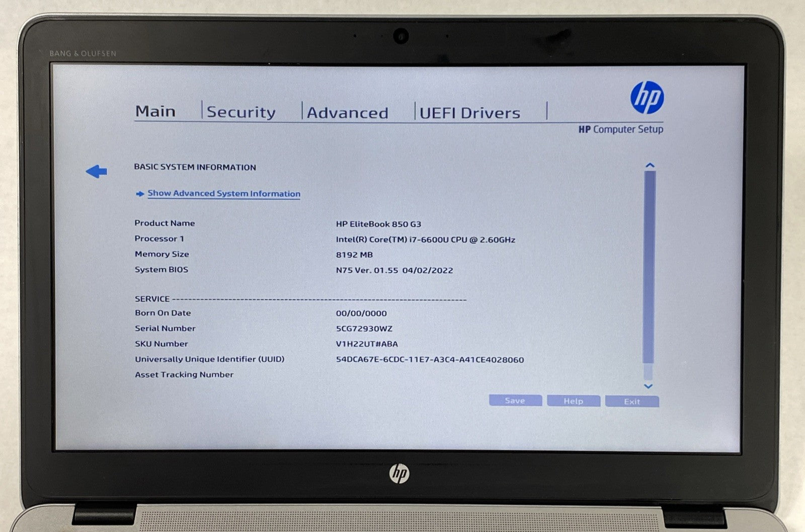 HP EliteBook 850 G3 Core i7-6600U 2.6GHz 8GB RAM 15.6" No Battery No HDD No OS