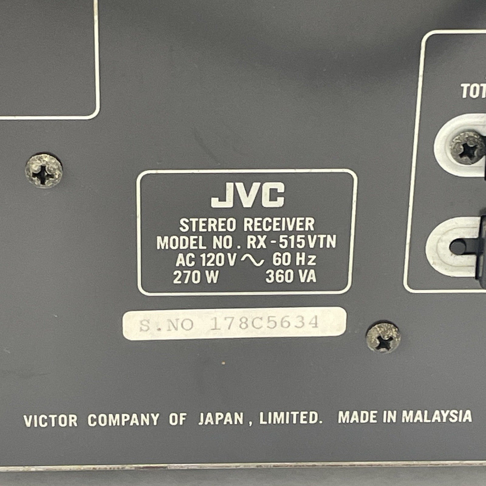 JVC RX-515VTN Dolby Pro Logic AV Receiver For Parts Or Repair9