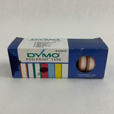 Dymo 610026 Esselte PosiPrint Labeling Tape White Orange Border 3/8"x10" 9 Rolls