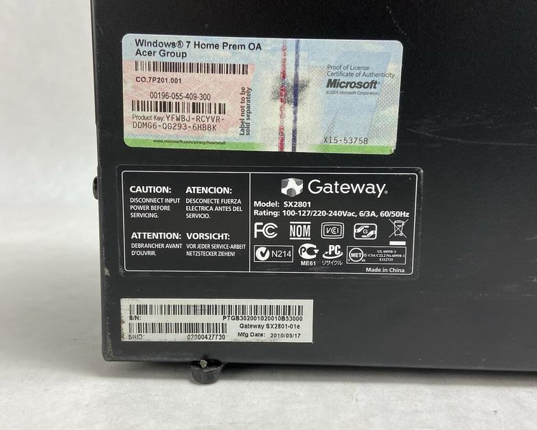 Gateway SX2801 SFF Intel Pentium Dual-Core E5500 2.8GHz 6GB RAM No HDD No OS