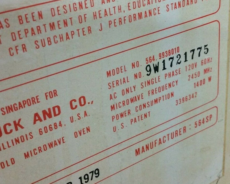 Vintage 1979 Kenmore Sears Microwave Wood Grain Model 564.9938010