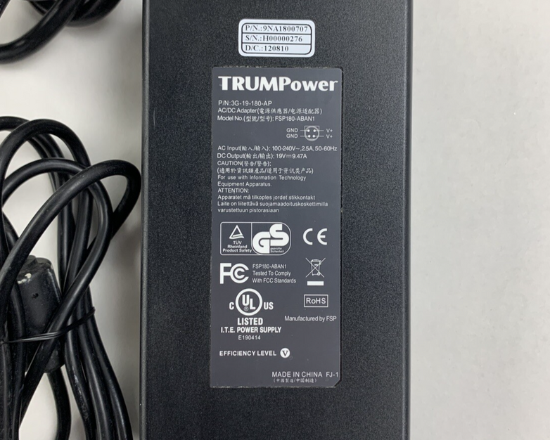 TRUMPower 3G-19-180-AP 19V DC Out 100-240V Input Power Supply AC Adapter