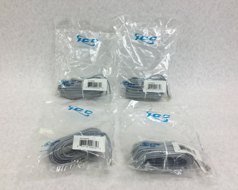 ICC ICLC425FSV 25' ft  Flat Line Cord   Lot of 4   Sealed Packages