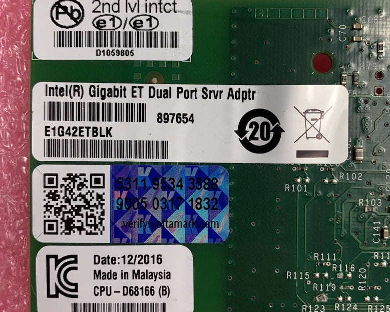 Intel E1G42ETBLK Gigabit ET Dual Port Server Adapter