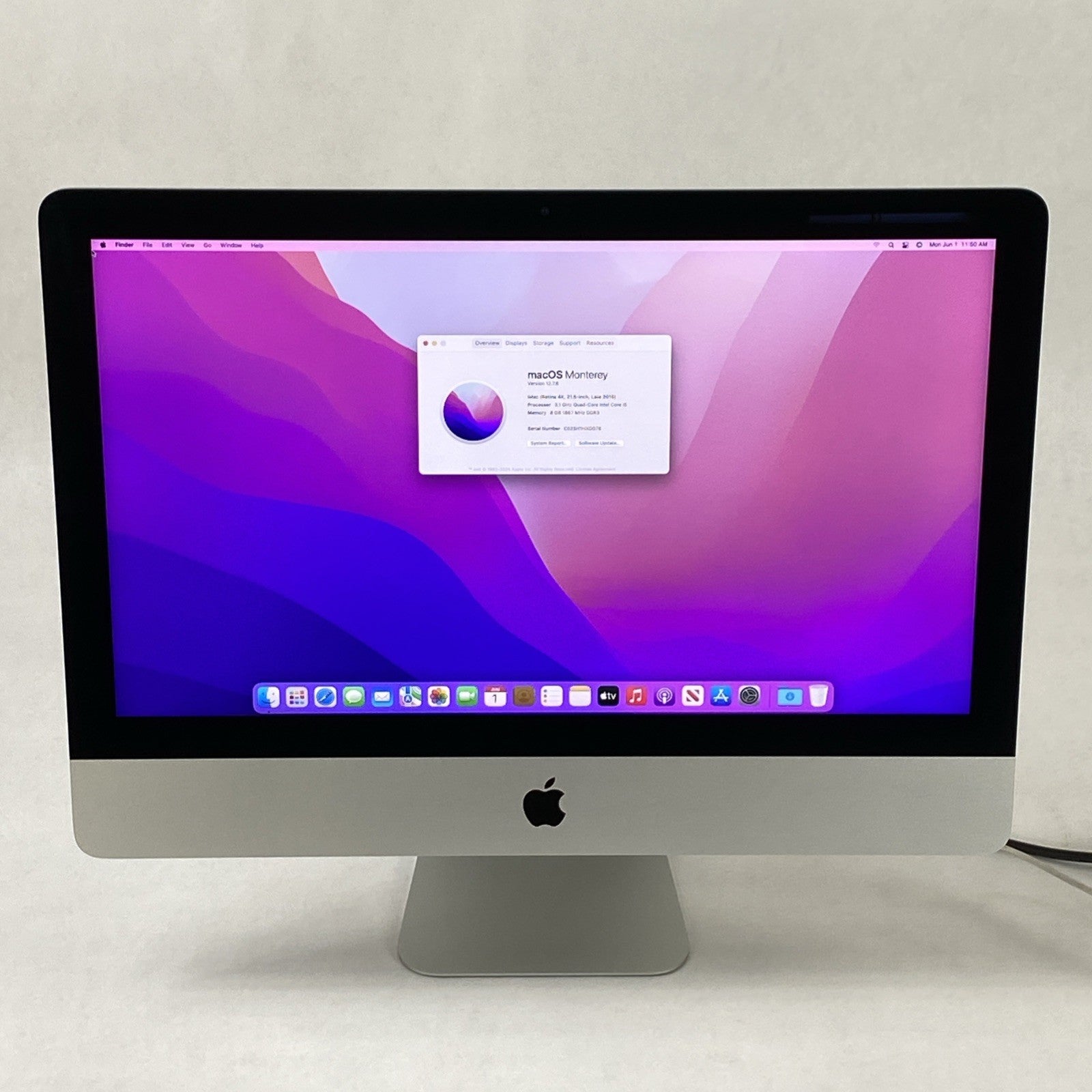 Apple A1418 iMac Retina 4K 21.5" 2015 3.1GHz Core i5 8GB RAM 1TB HDD os12.7.60