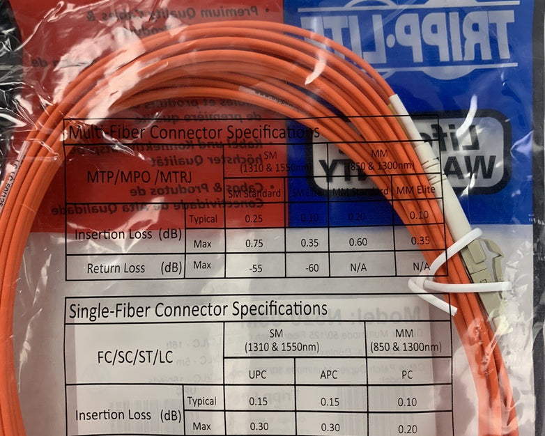 Tripp Lite N520-05M 5m Fiber Optic LC Male to Male Patch Cable - Sealed