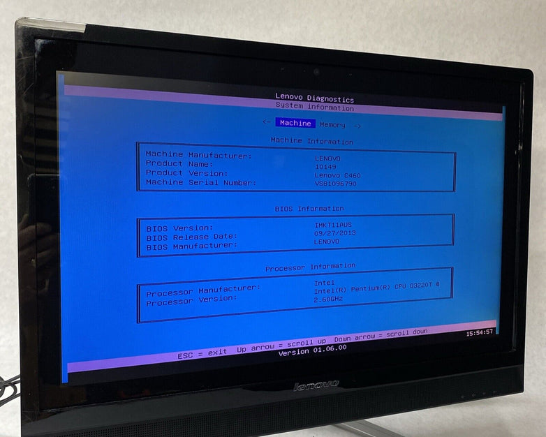 Lenovo C460 AIO-FOAD 21.5" Intel Pentium G3220T 2.60GHz 4GB No HDD No OS No AC