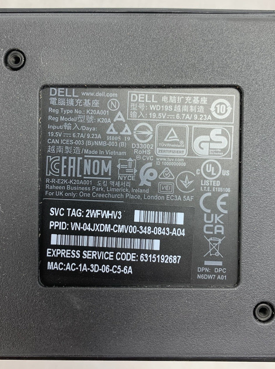 Dell WD19S USB-C Wired Thunderbolt Docking Station - No AC Adapter10