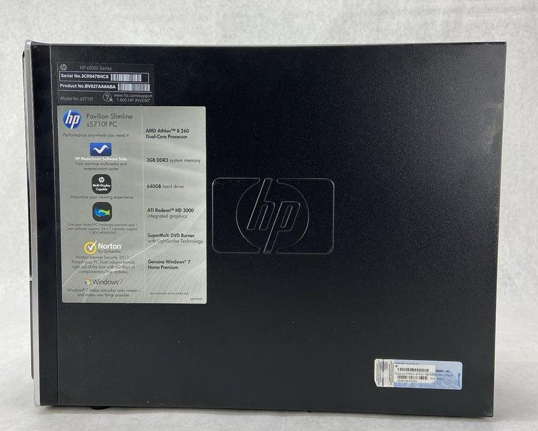 HP Pavilion Slimline S57010f SFF AMD Athlon 2 x2 260 3.2GHz 3GB RAM No HDD No OS