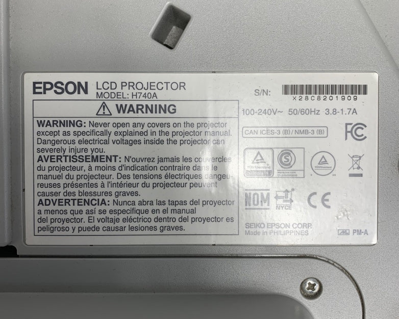 Epson PowerLite 695Wi H740A LCD Lamp Projector 6228 Lamp Hours - No Remote