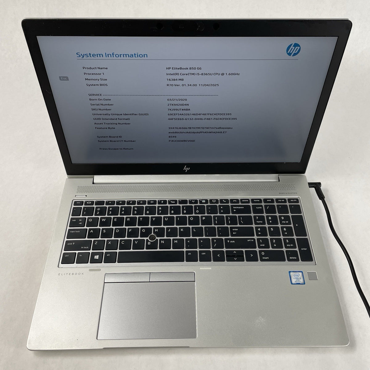 HP EliteBook 850 G6 15.6" i5-8365U 1.60 GHz 16 GB No SSD/OS/AC2