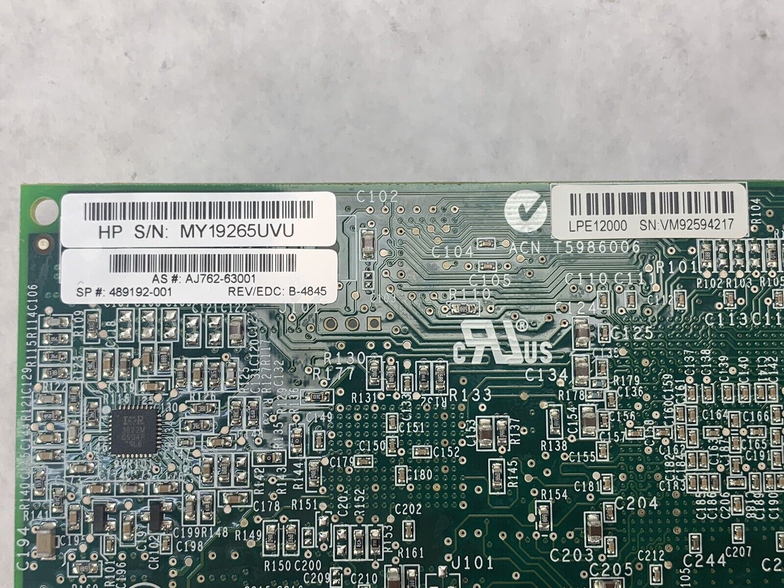 Lot of (2) HP AJ762A 489192-001 AJ762-63002 LPE12000 81E 8GB PCI-E HBA Fiber HiP