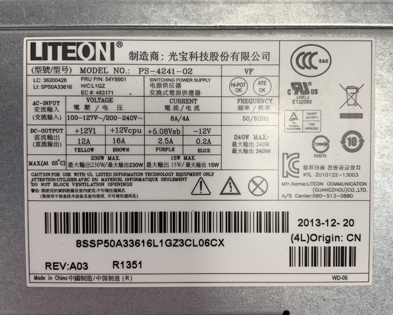LiteON PS-4241-02 240W Power Supply